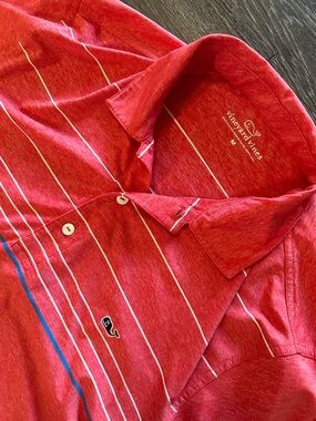 Vineyard Vines Red Polo with White Stripe and Blue Accent men’s medium